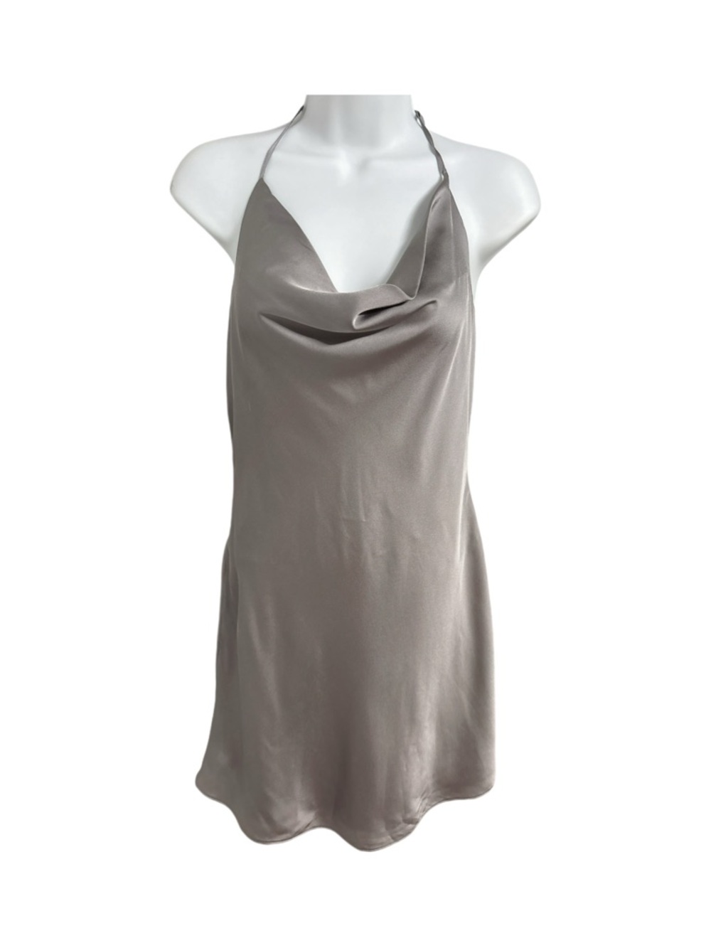 Abercrombie & Fitch Silver Gray Satin Backless Slip Dress Star Girl Y2K Size S